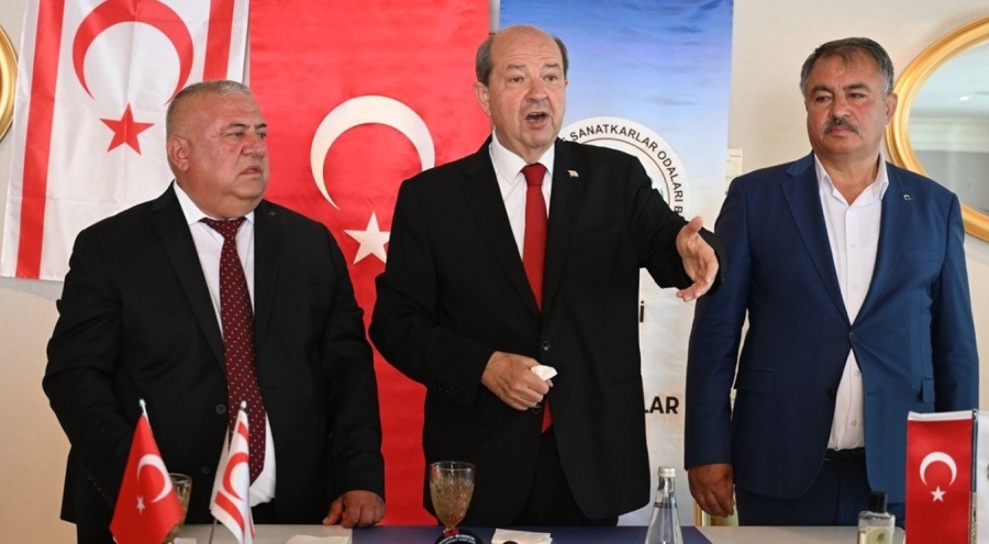 KKTC Cumhurbaşkanı Tatar, Denizli esnafıyla buluşmasında Rum tarafına sert mesaj verdi