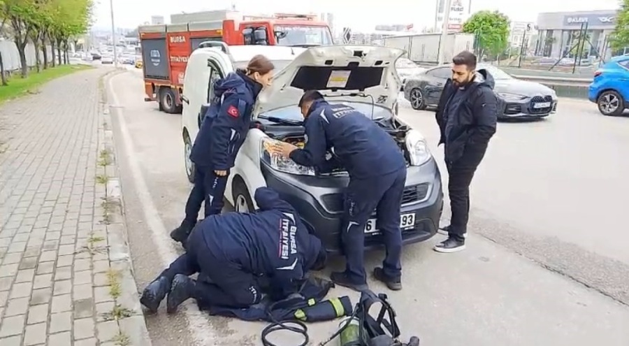 Bursa'da İtfaiye ekiplerinden kedi kurtarma operasyonu