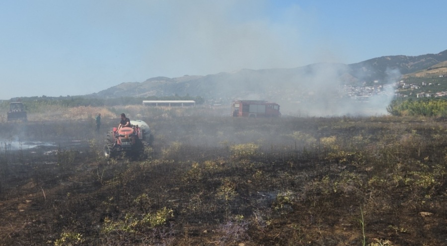 Orhangazi'de otluk alandaki yangın büyümeden söndürüldü