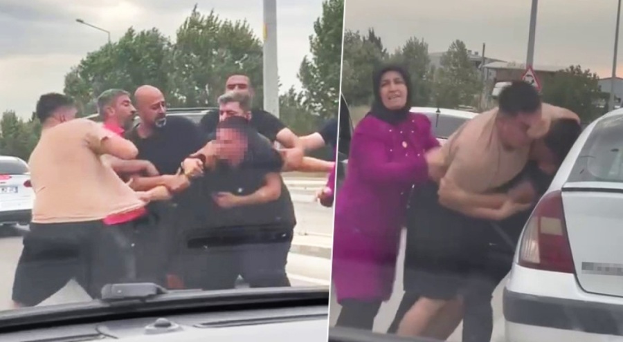 Bursa'da yol verme kavgası saniye saniye kamerada!