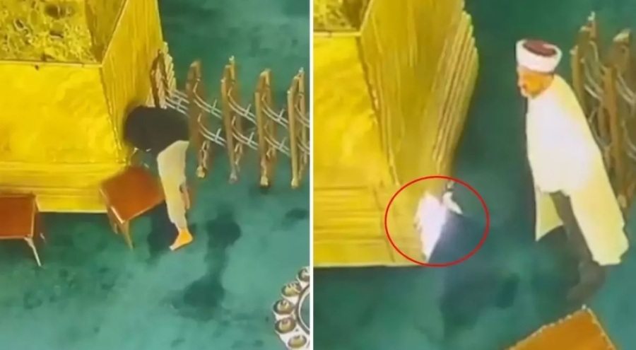 Ayasofya Camii'ni yakmaya çalıştı! O anlar kamerada