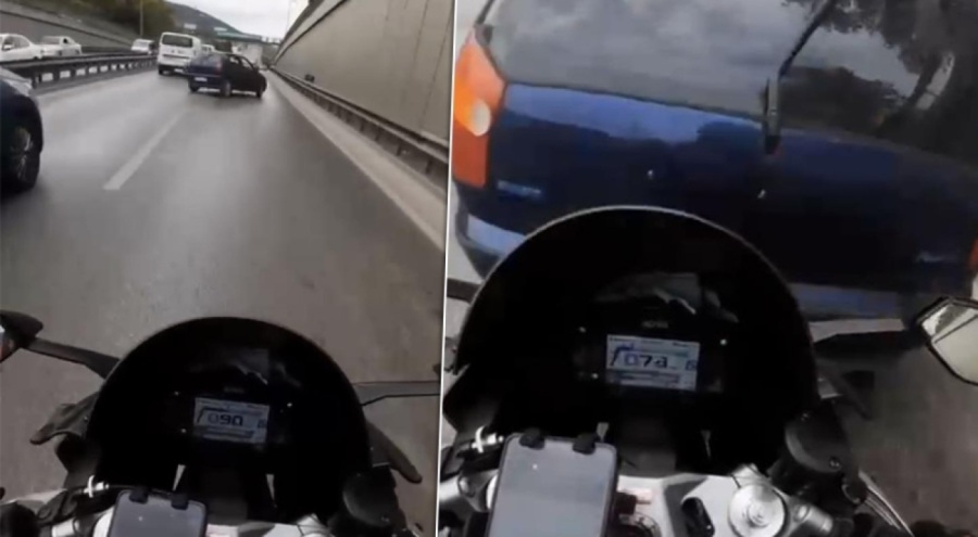Bursa'da motosiklet sürücüsünün ölümden döndüğü kaza kask kamerasında