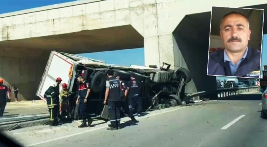 Bursa'da lastiği patlayan kamyon köprü ayağına çarptı! Sürücü olay yerinde hayatını kaybetti