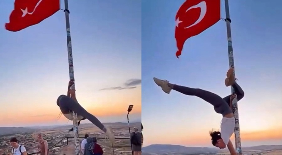 Bayrak direğine saygısızlık tepkilere neden oldu