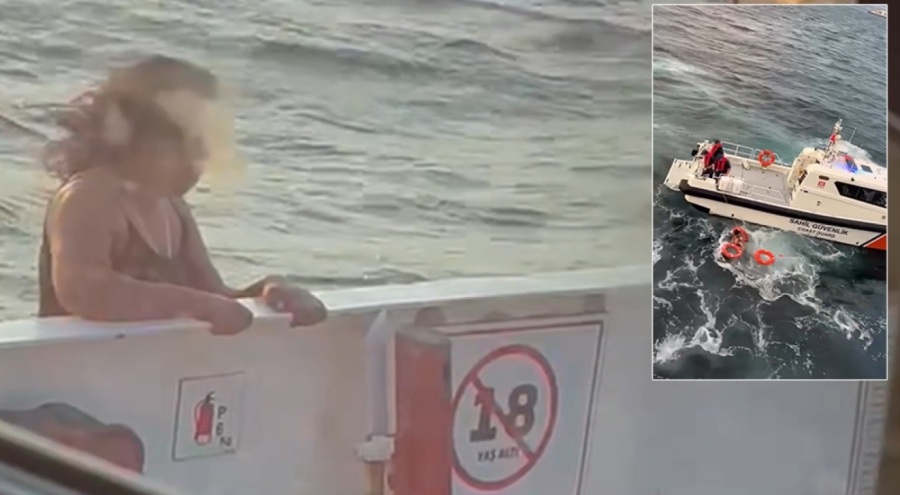 Feribottan denize atlayan yolcunun görüntüleri ortaya çıktı