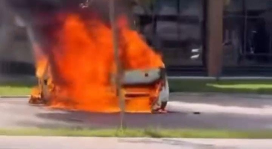 Bursa'da park halindeki otomobil alev topuna döndü