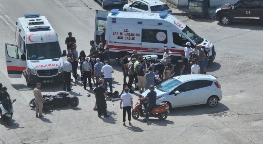 Otomobil ile çarpışan motosikletteki çift yaralandı