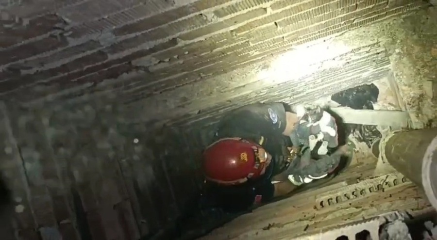 Metrelerce derinden küçük kediyi kurtardı!