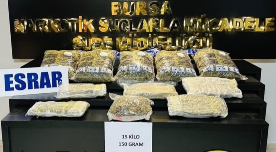 Bursa'da 15 kilo esrar ele geçirildi, 2 kişi gözaltında