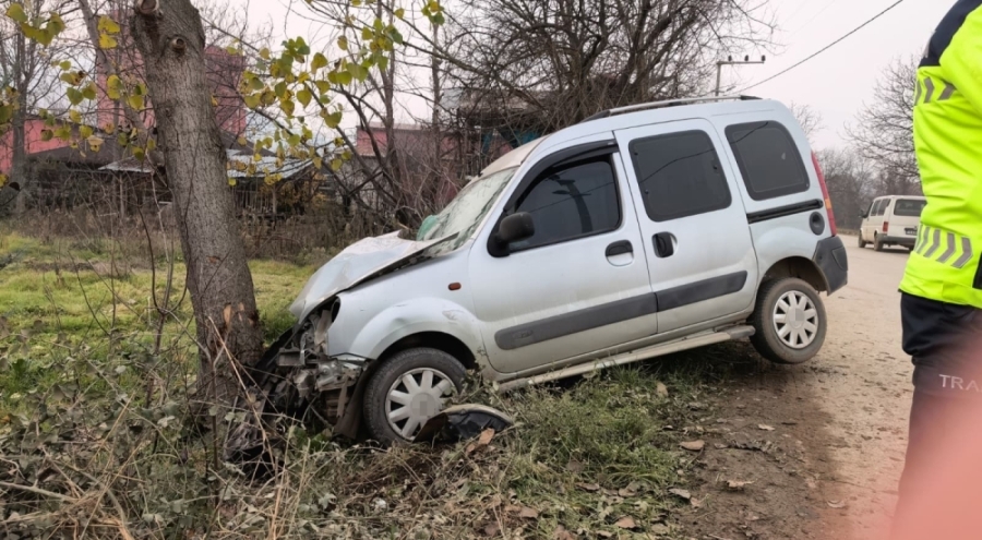 Bursa'da hafif ticari araç ağaca çarptı: Anne ve 4 yaşındaki kızı yaralandı