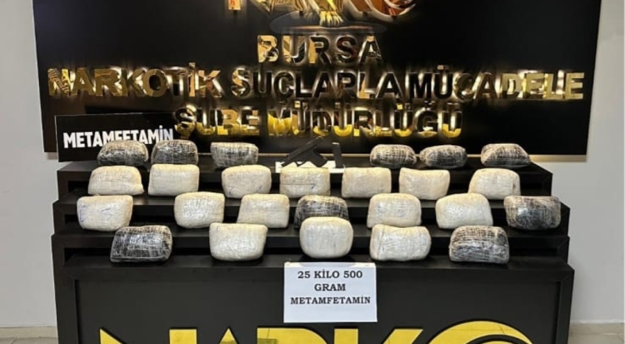 Bursa'da dev uyuşturucu baskını: 25,5 kilo metamfetamin