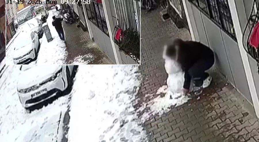 Çocukların yaptığı kardan adamı alıp götürdü