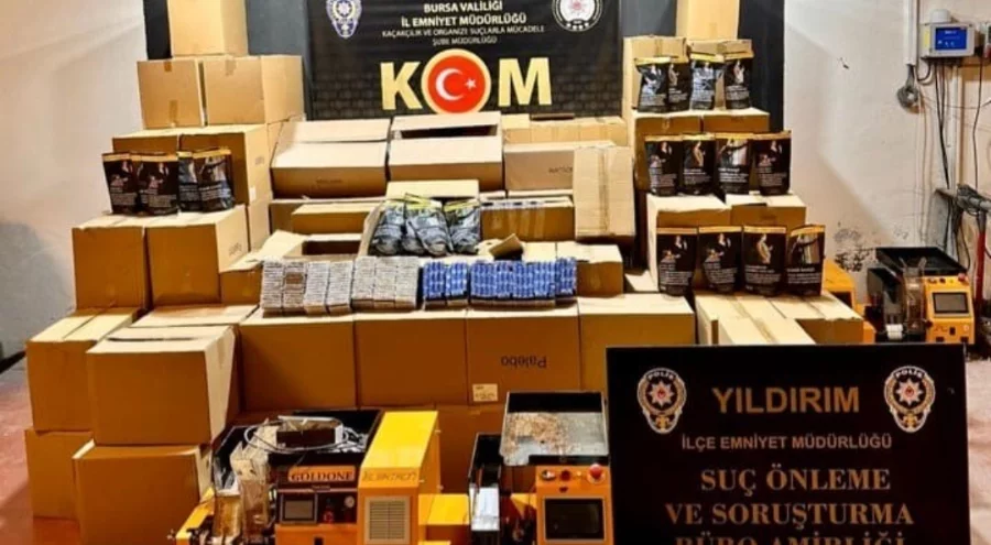 Bursa'da kaçak sigara imalatına baskın