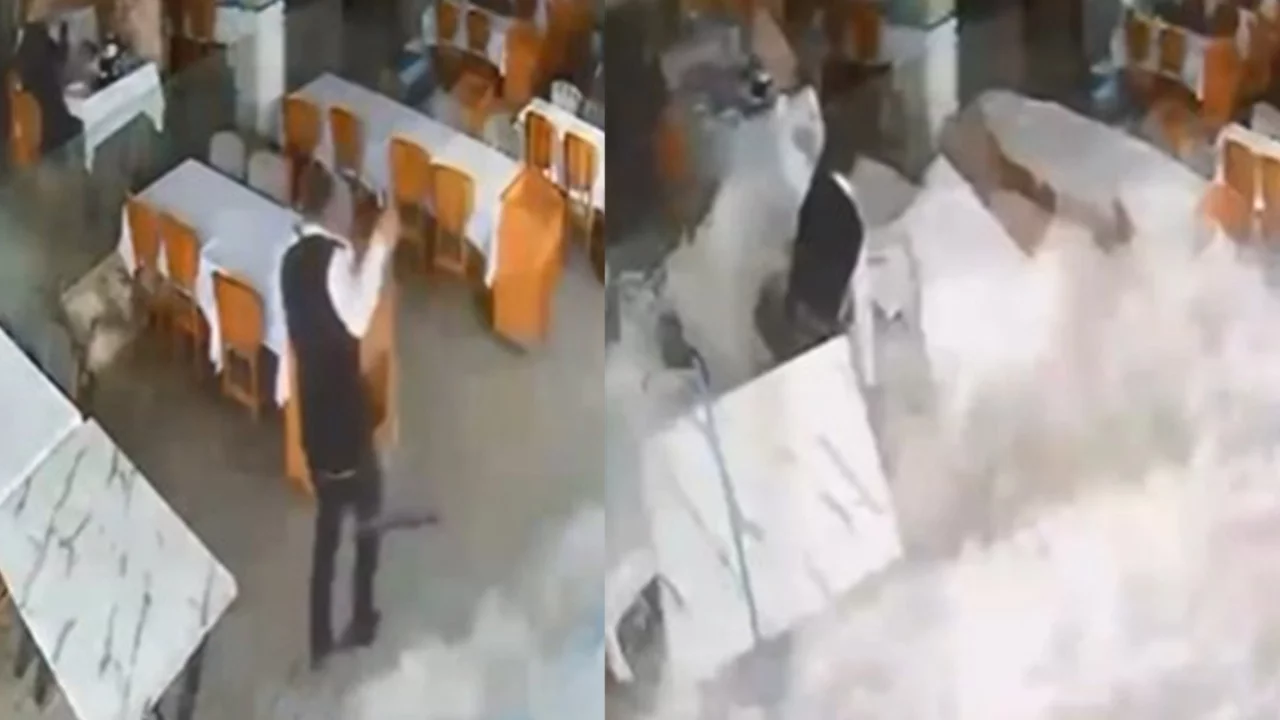 Dalgalar Lokantayı Bastı: Panik Anları Kamerada