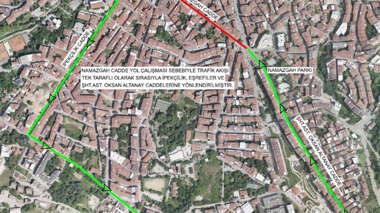 Bursa'da Namazgah Caddesi'nde Trafik Düzenlemesi