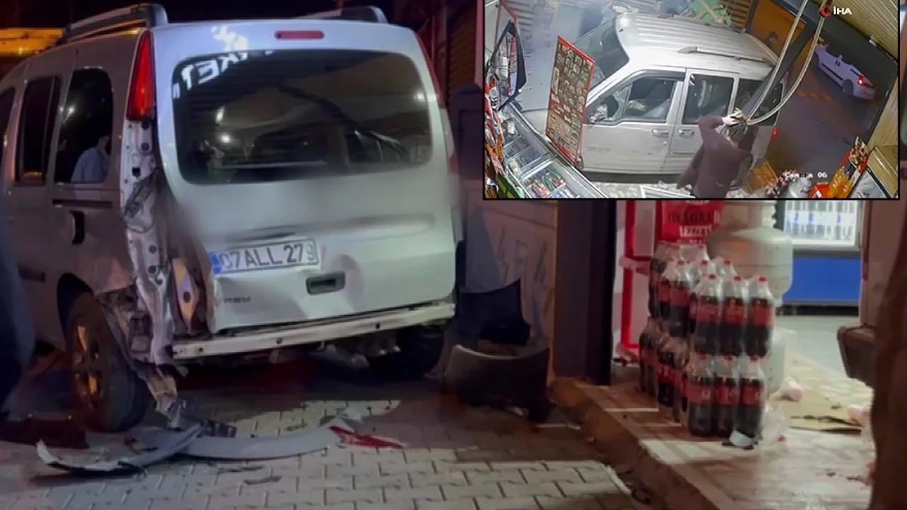 Ehliyetsiz Sürücü Marketin İçine Daldı