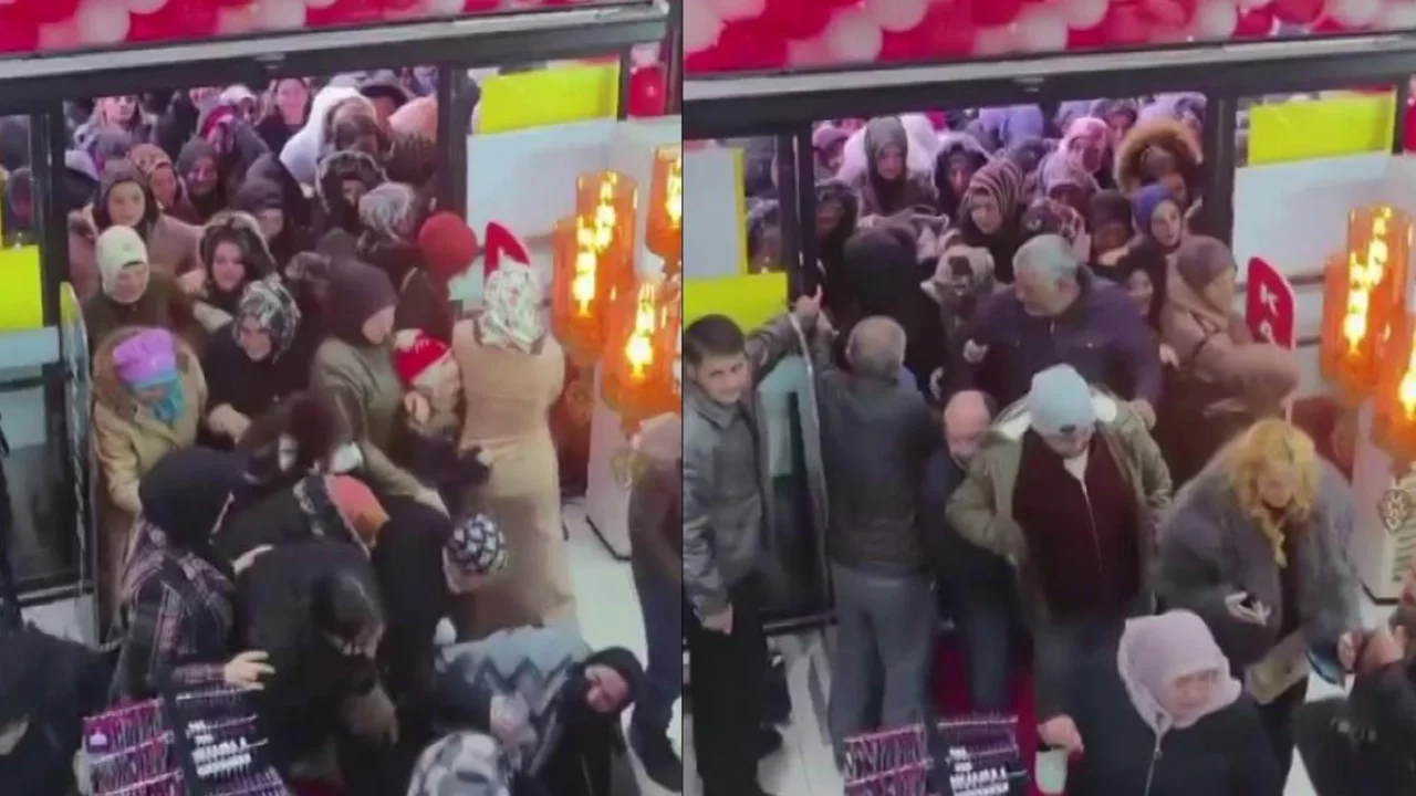 İndirimli mağaza açılışında izdiham