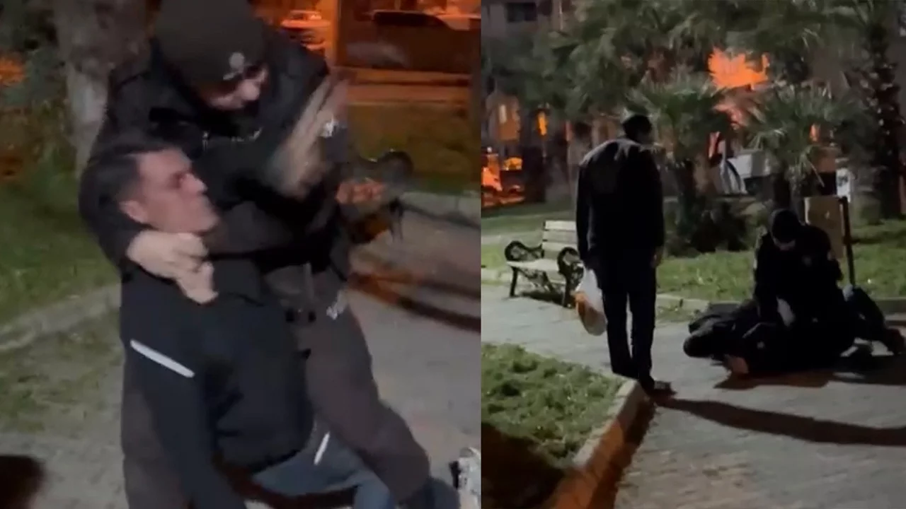 Parkta taşkınlık yapan şüpheliler bekçilere direndi