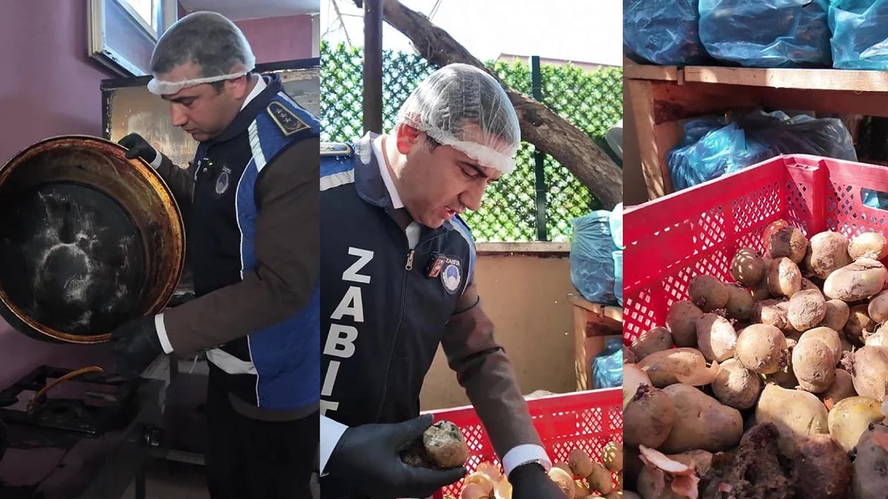 Yemek firmasında çürük patates ve kararmış tencereler ortaya çıktı