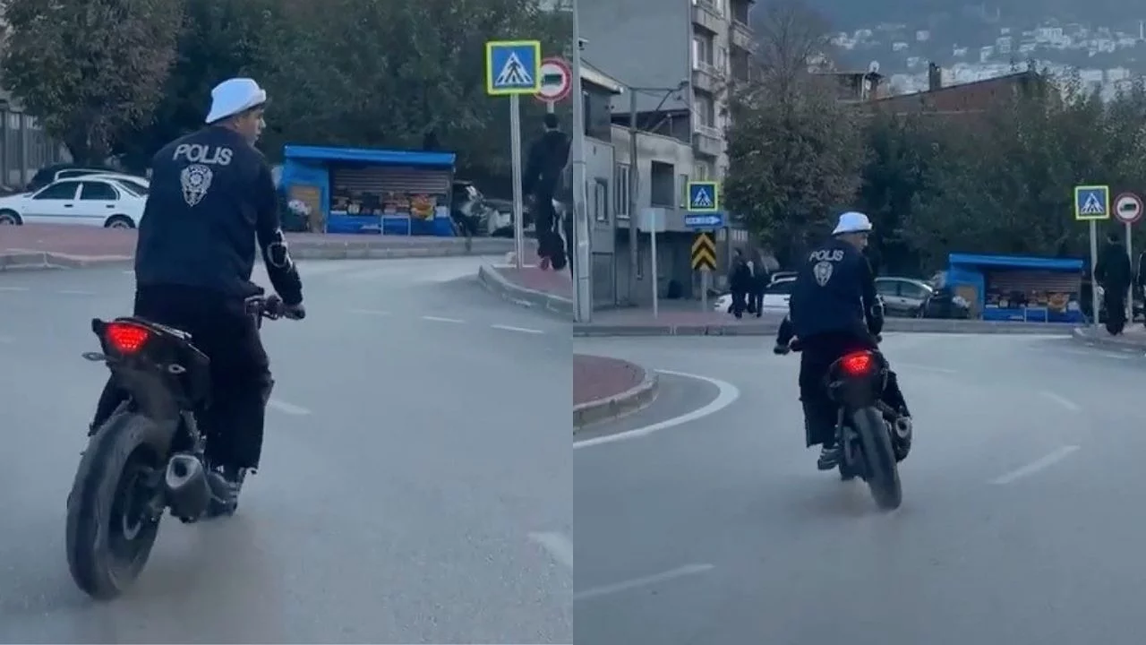 Bursa'da Polis Yeleğiyle Drift Yapan Motosiklet Sürücüsü Yakalandı