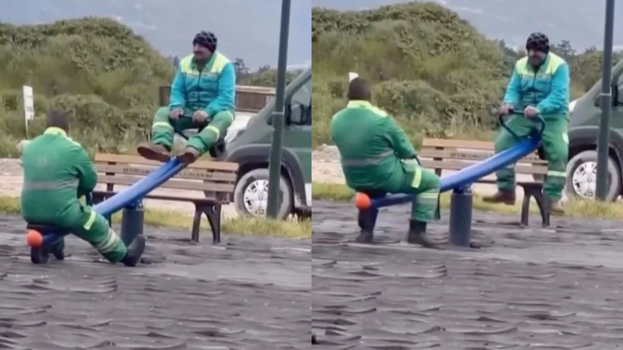 Bursa'da temizlik işçilerinin park molası gülümsetti