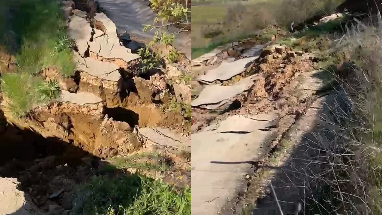 Bursa'da heyelan yolu parçaladı: Ulaşım durdu