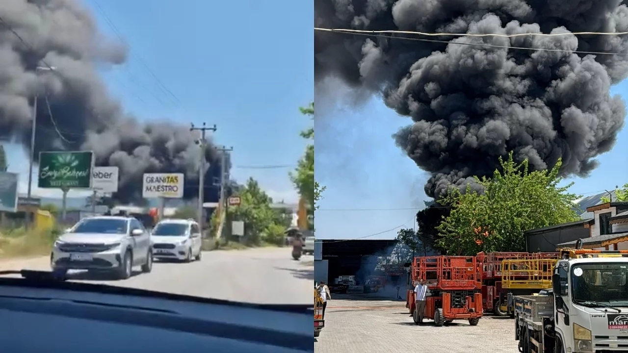 Bursa'da yapı malzemeleri deposunda yangın: Siyah dumanlar kenti kapladı