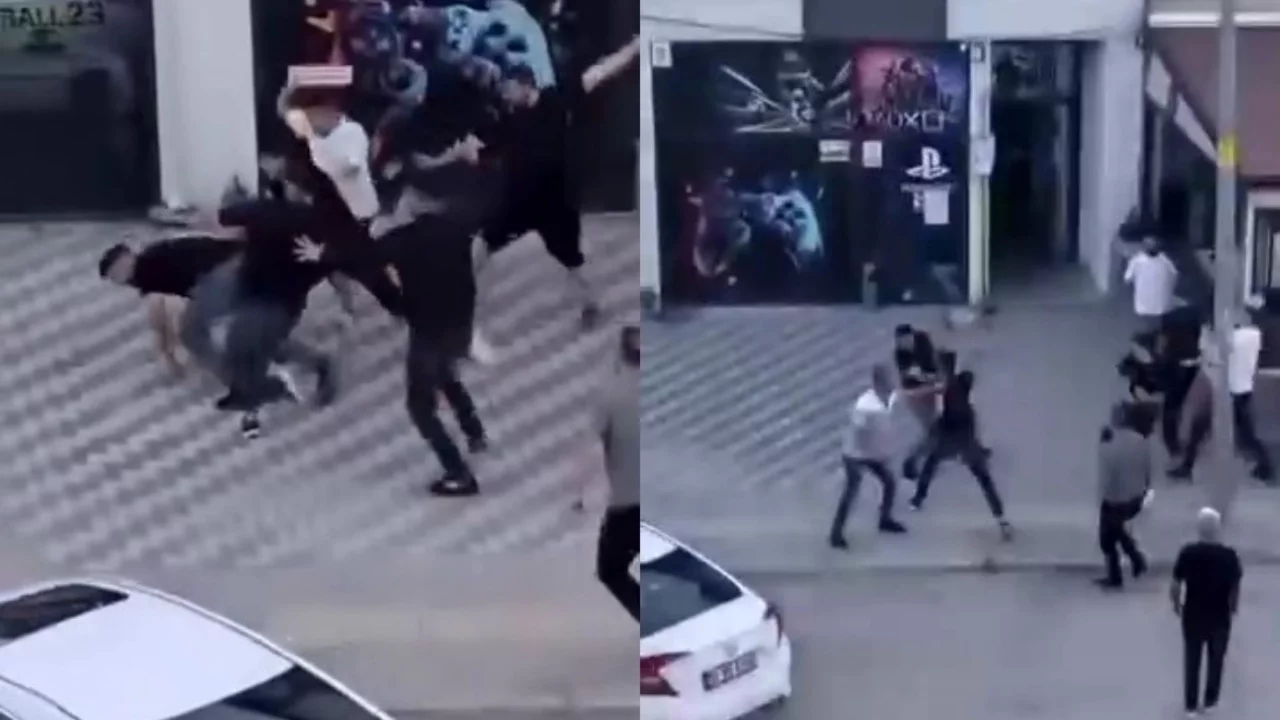 İnegöl'de ortalık karıştı: Kemer ve ıstakalı kavga kamerada