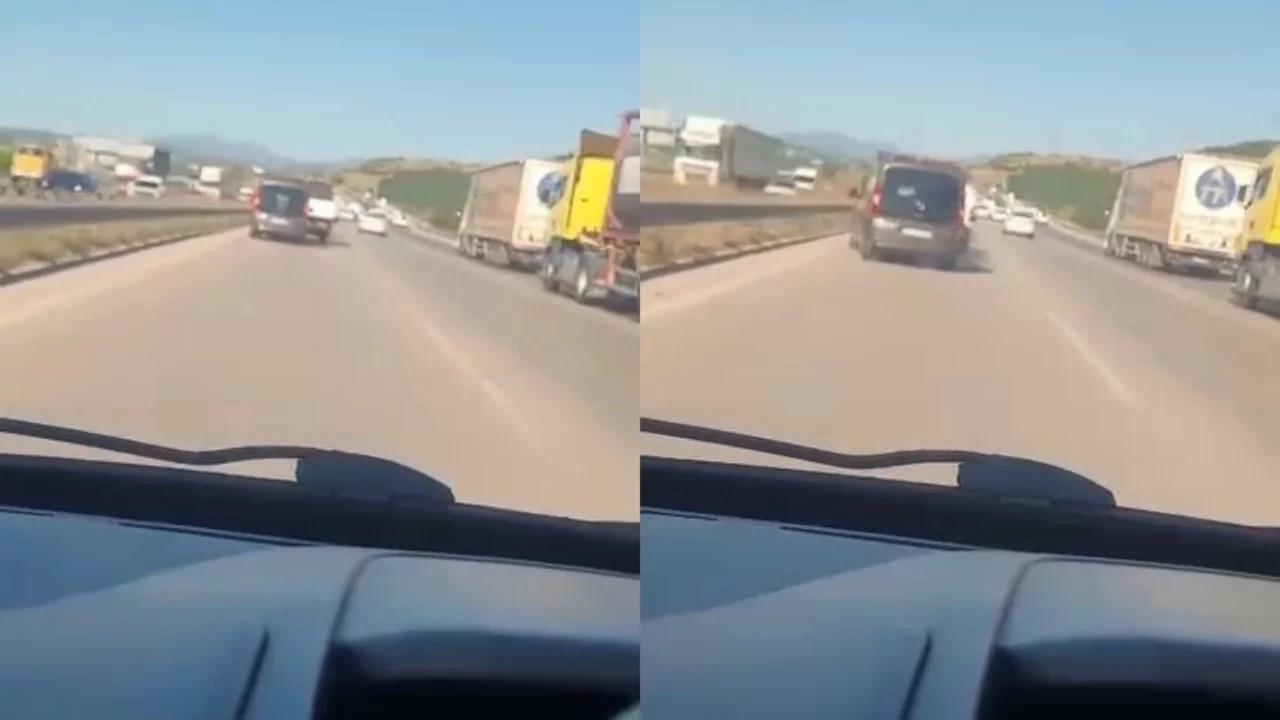 Bursa otobanında zincirleme kaza tehlikesi kamerada