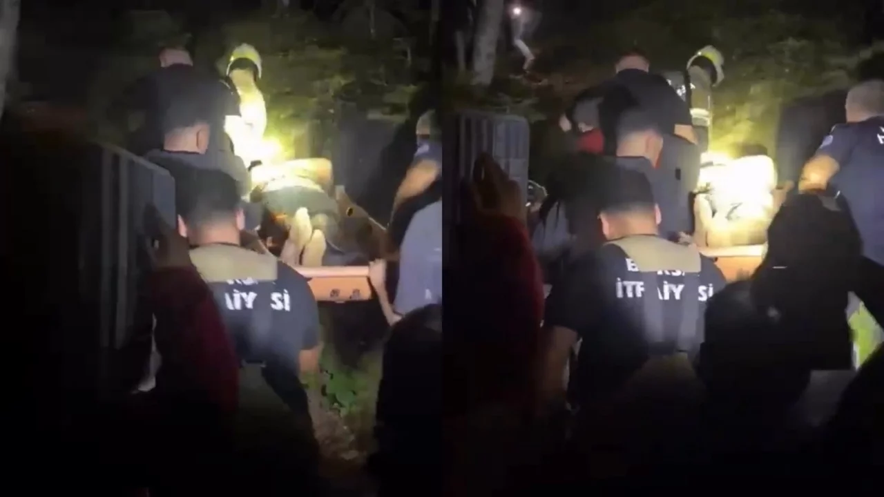 Bursa'da yamaca düşen vatandaş itfaiye ekiplerince kurtarıldı