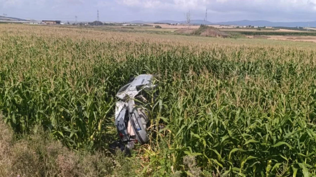 Bursa'da otomobil tarlaya uçtu: 3 yaralı