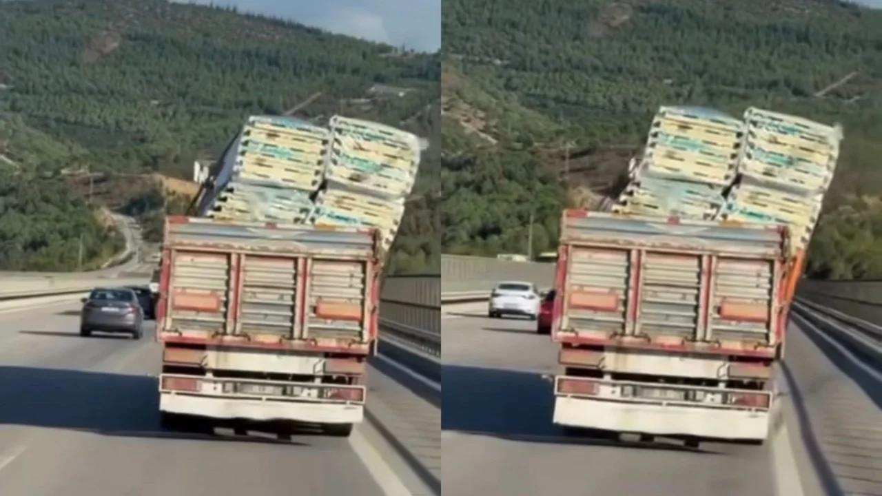 Bursa'da tırın dorsesindeki yük tehlike saçtı