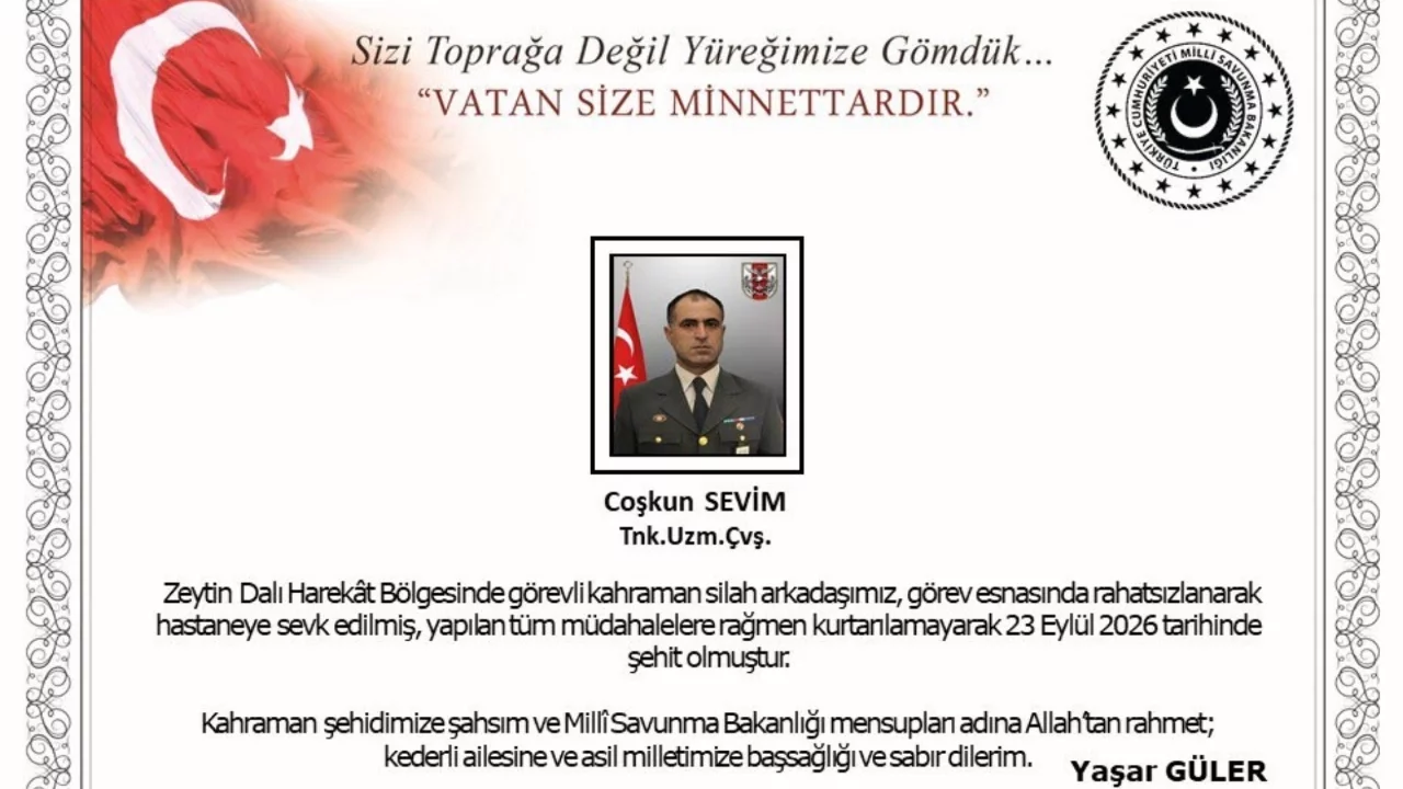 Zeytin Dalı Harekat Bölgesi'nden acı haber: Uzman çavuş şehit oldu