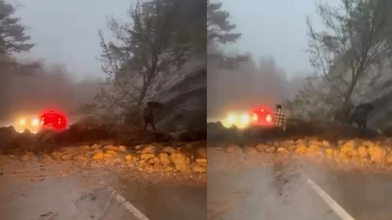 Uludağ yolunda heyelan
